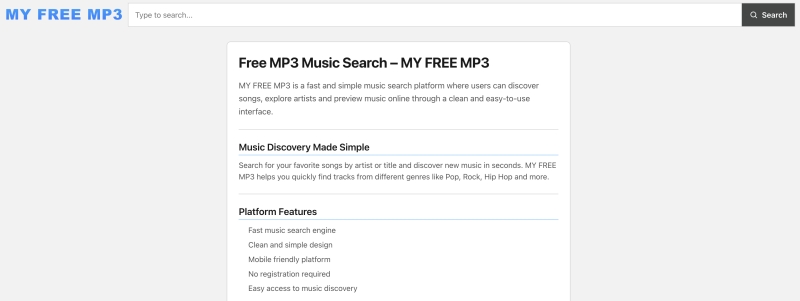 My Free MP3 曲ダウンロード